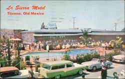 La Sierra Motel Swimming Pool and Patio Scene Postcard