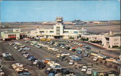 Lockheed Air Terminal Control Tower & Parking Lot Postcard