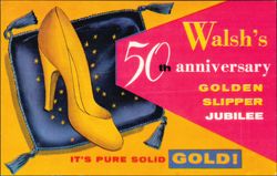 Walsh's Shoe Shop Golden Slipper Jubilee 50th Anniversary Postcard