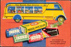 The Beech-Nut Circus Bus & Chewing Gum Advertising Postcard