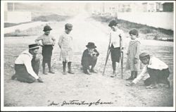 Shooting Marbles in the Dusty Street, 1892 (Reproduction) Postcard