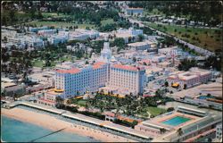 Roney Plaza Hotel, Gardens & Beach Aerial View Postcard