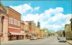 Downtown Business District with F.W. Woolworth Postcard