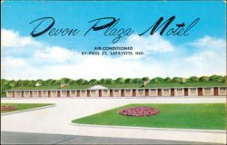 Devon Plaza Motel Exterior and Grounds on By-Pass 52 Postcard