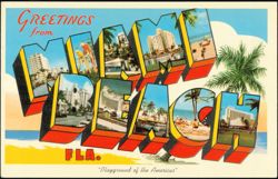 Greetings from Miami Beach, Playground of the Americas Postcard