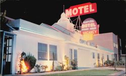 Capitol Motel Exterior & Neon Sign at Night Postcard