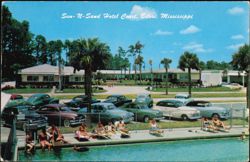 Sun-N-Sand Hotel Court Swimming Pool & Front Court Postcard