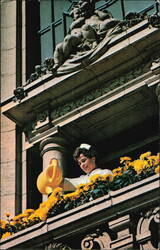 Hotel Adolphus Maid Watering Window Box Flowers Postcard