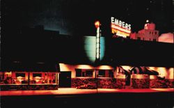 Embers Restaurant & Cocktail Lounge Exterior Night View Postcard