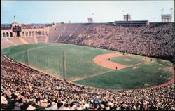 Los Angeles Dodgers in the Coliseum Baseball Action Postcard
