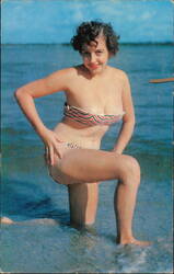 A Cool Dip, Bikini Bathing Beauty Pin-Up Postcard