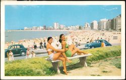 Playa Pocitos Bathers with Beach and Skyline Postcard