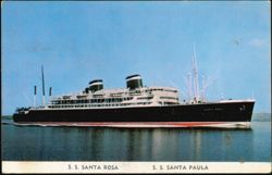 Grace Line S.S. Santa Rosa & S.S. Santa Paula Ships Postcard