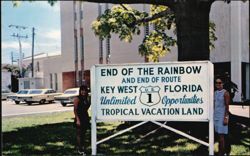 End of Route US 1 Sign, Monroe County Court House Postcard