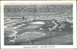 Aerial View of Newark Airport & Newark Skyline Postcard