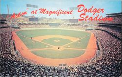 Action at Magnificent Dodger Stadium Postcard
