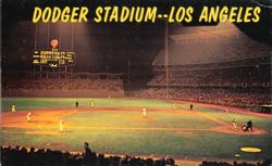 Dodger Stadium Night Action and All-Electric Scoreboard Postcard