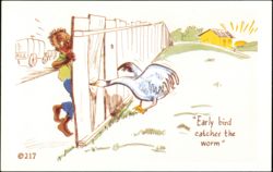 Early Bird Catches the Worm Comic Kromekolor #217 Postcard