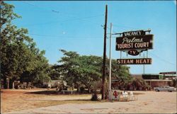 Palms Tourist Court and Restaurant Sign and Grounds Postcard