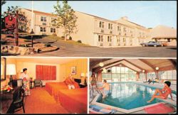 The Sandy Bay Motor Inn, Rooms and Indoor Pool Postcard