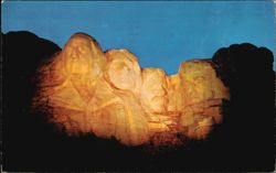 Night View of Mount Rushmore, Shrine of Democracy Postcard