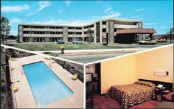 Regal 8 Inn Exterior, Swimming Pool and Guest Room Postcard