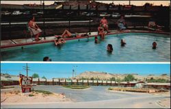 Hill Top Motel, Route 66 & 93 Pool and Exterior Views Postcard
