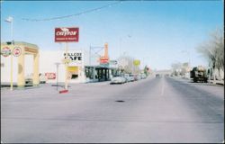 Highway 86 with Willcox Cafe and Chevron Station Postcard
