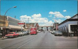 Av. Juarez Entrada al Puente Santa Fe Street Scene Postcard