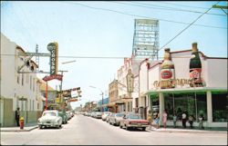Avenida Hidalgo Street Scene, Mrs. Crosby Hotel Postcard