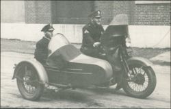 Police Officers on Motorcycle with Sidecar Postcard
