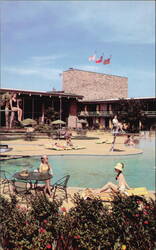 Marriott Motor Hotel Pool & Patio Area Postcard