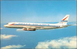 Delta Air Lines Douglas DC-8 Jetliner in Flight Postcard