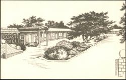 Coast Motel on Coast Highway 1 Illustration by M. Mello Postcard