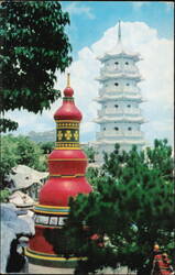 Tiger Balm Pagoda from Colorful Tiger Balm Gardens Postcard