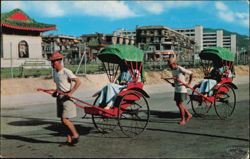 Rickshaw Pullers Carrying Passengers Postcard