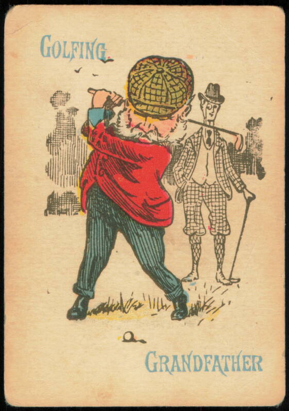 Golfing Grandfather Comic Game Card