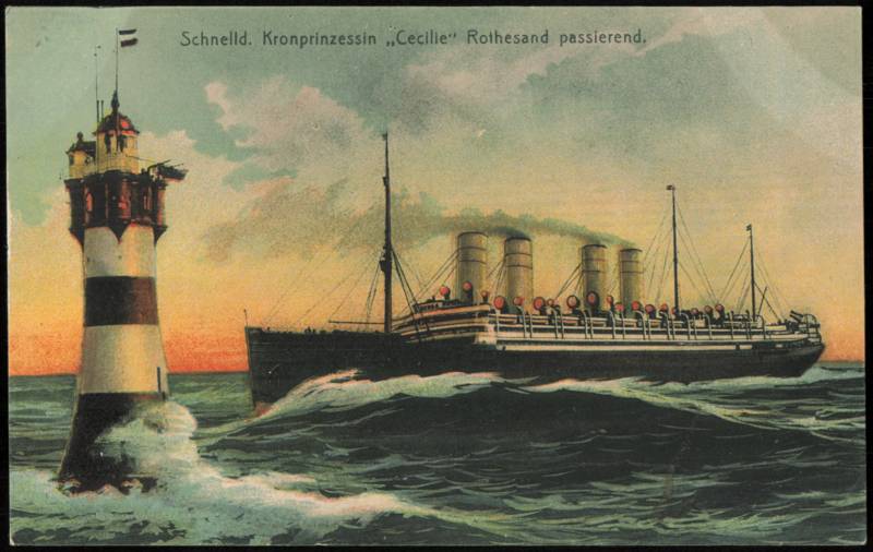 Schnelldampfer Kronprinzessin Cecilie passing Rothesand
