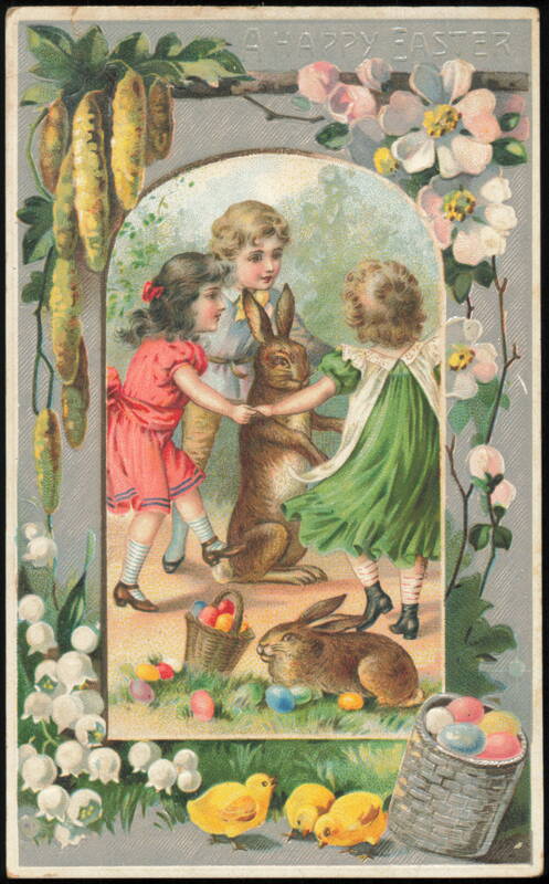 A Happy Easter - Children with Bunnies and Chicks