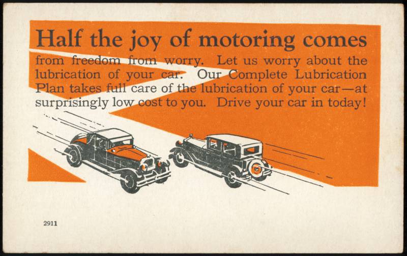 Half The Joy Of Motoring, Car Lubrication Advertising