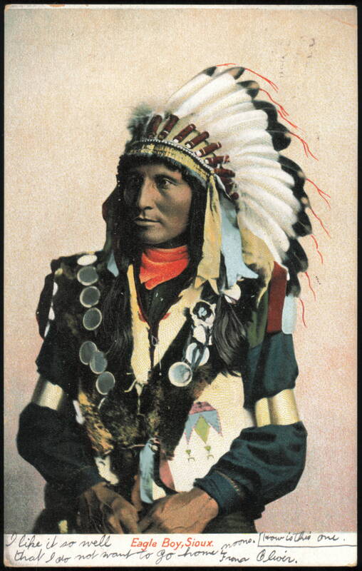 Eagle Boy, Sioux Native American in Feather Headdress