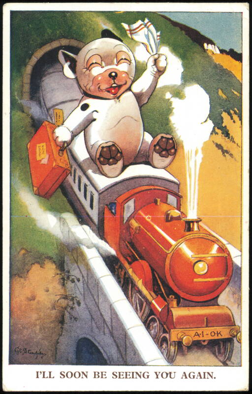 Bonzo Dog Riding Steam Train by George Studdy