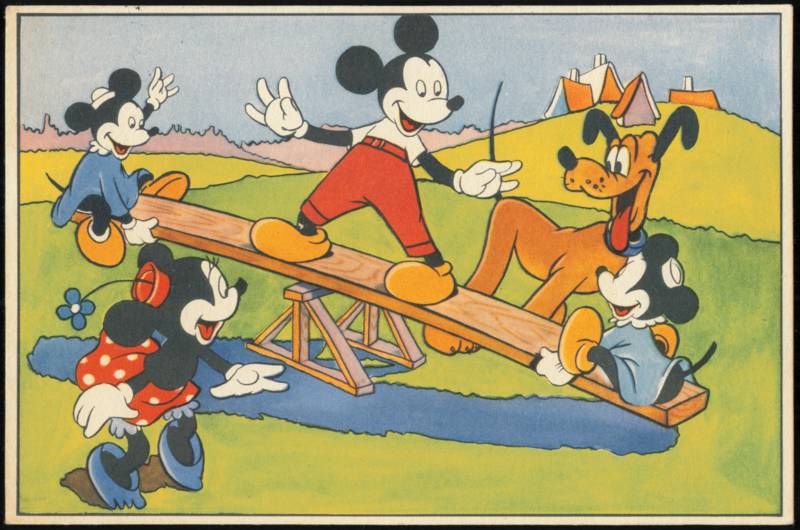 Walt Disney Mickey Mouse, Minnie & Pluto on Seesaw