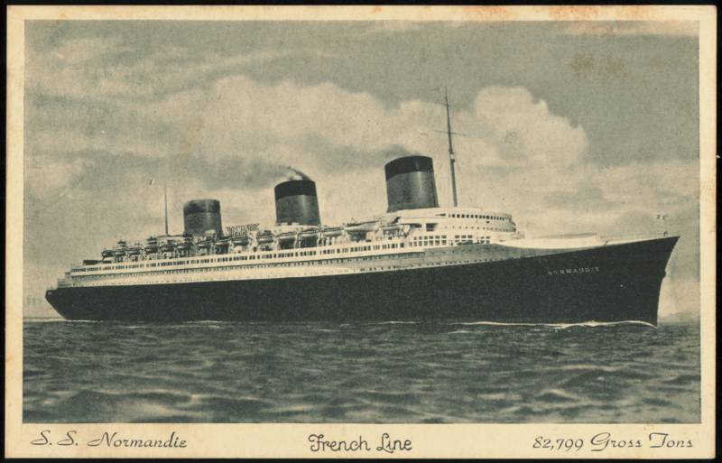 S.S. Normandie Ocean Liner, French Line 82,799 Gross Tons