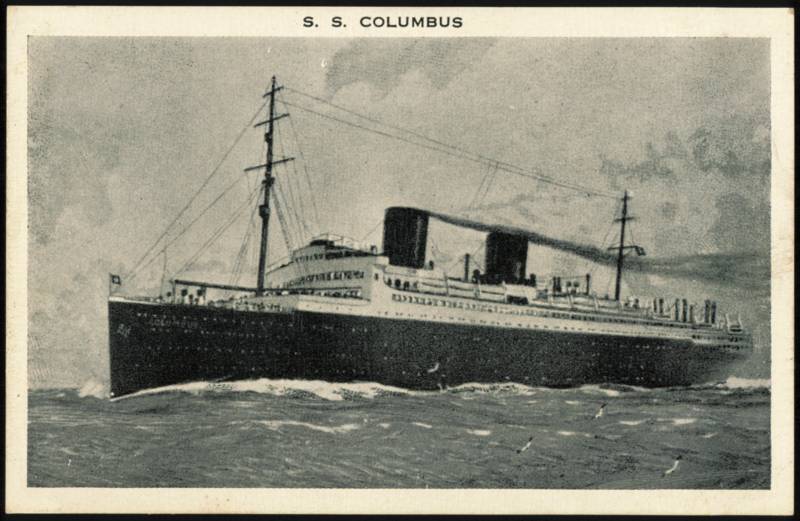 S. S. Columbus Passenger Ocean Liner at Sea