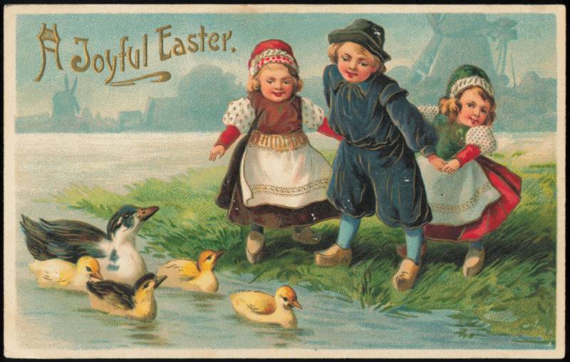 A Joyful Easter, Dutch Children Watching Ducks