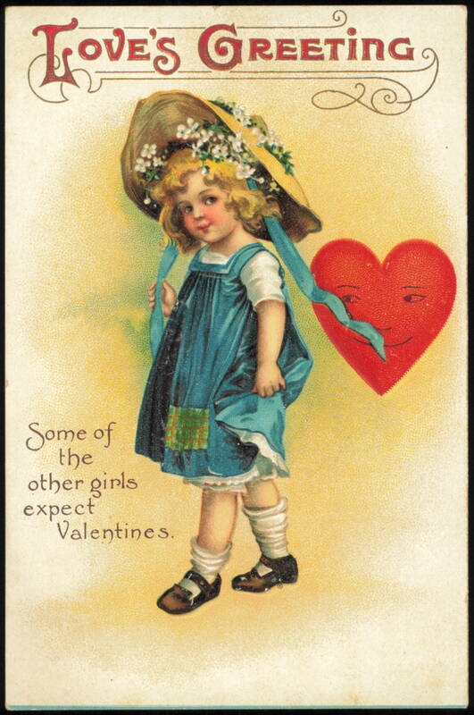 Valentine Love's Greeting, Girl & Anthropomorphic Heart
