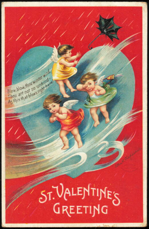 Ellen Clapsaddle St. Valentine's Greeting Cherubs in Wind
