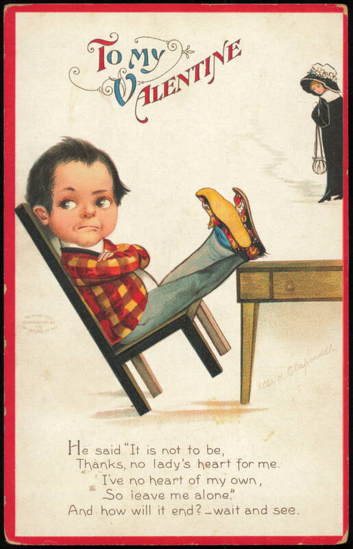 Ellen Clapsaddle To My Valentine Boy Leaning in Chair
