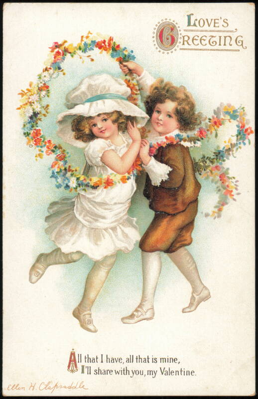 Ellen Clapsaddle Valentine Love's Greeting Dancing Children